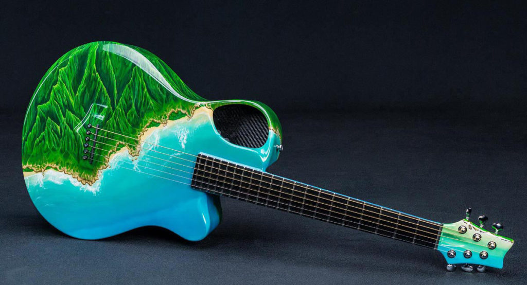Staci Blevins' CustomPainted Kauai X7 Emerald Guitars