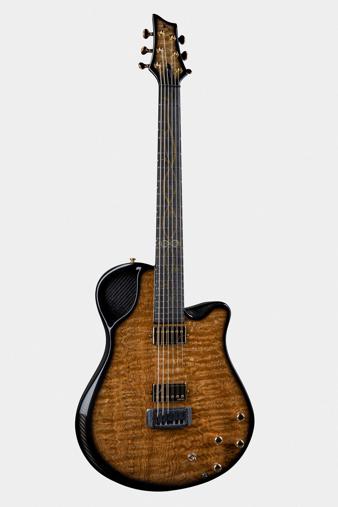 Brown Emerald Virtuo Guitar with Natural Wood Pattern
