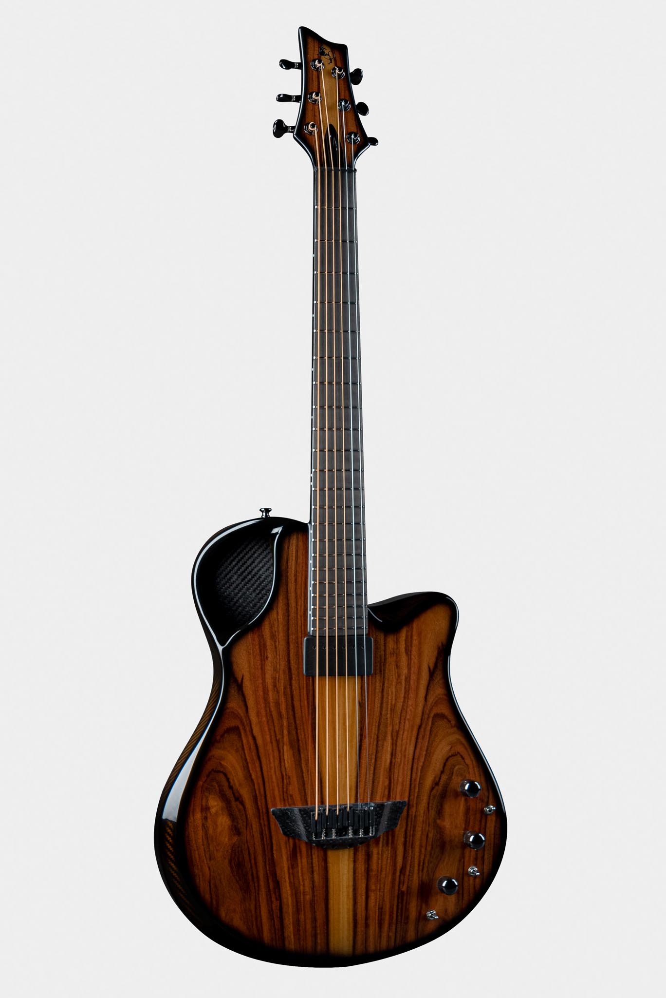 Emerald Virtuo guitar featuring ergonomic design, carbon fiber structure, and versatile sound capabilities