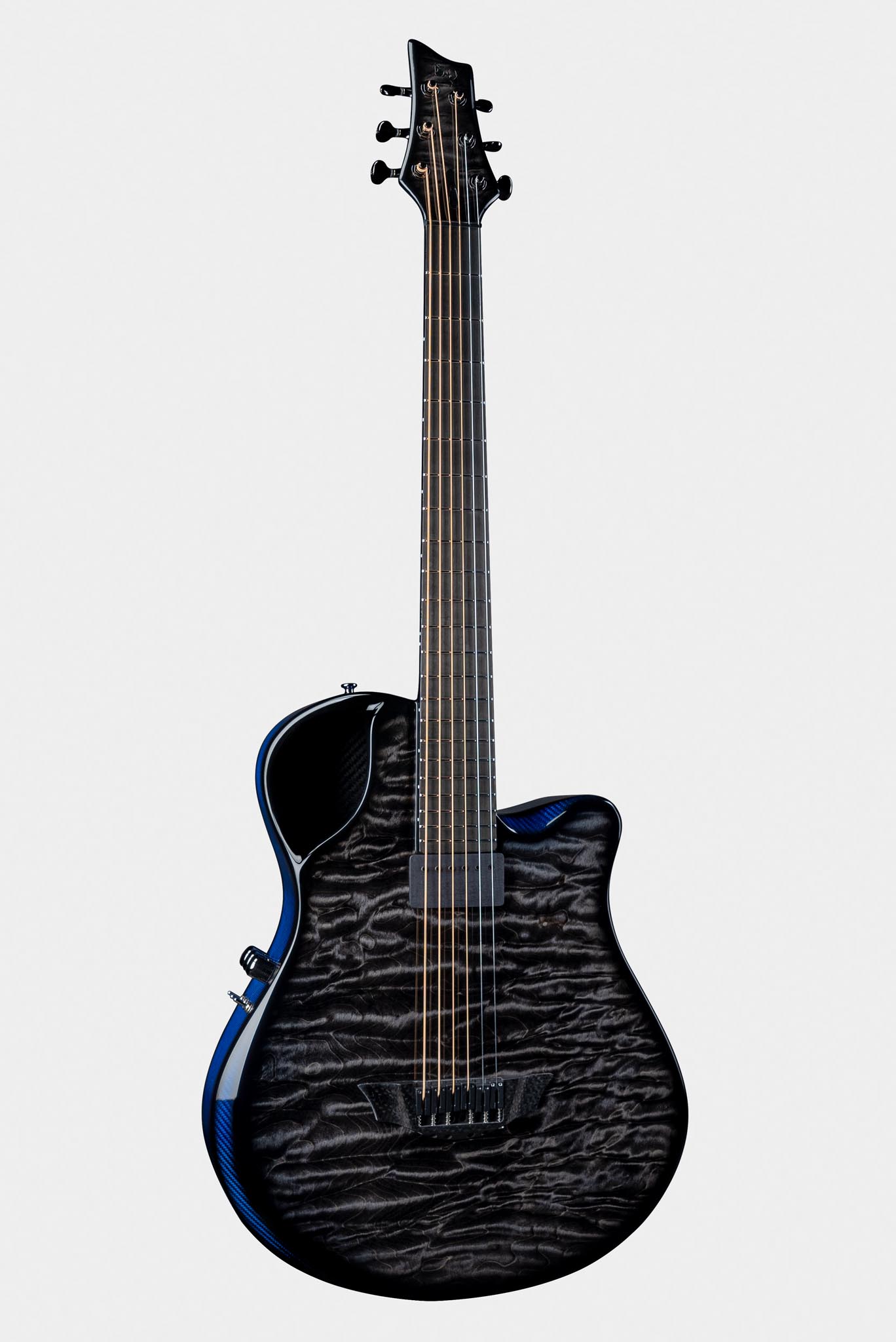 Emerald X7 guitar in blue and black finish with unique pattern