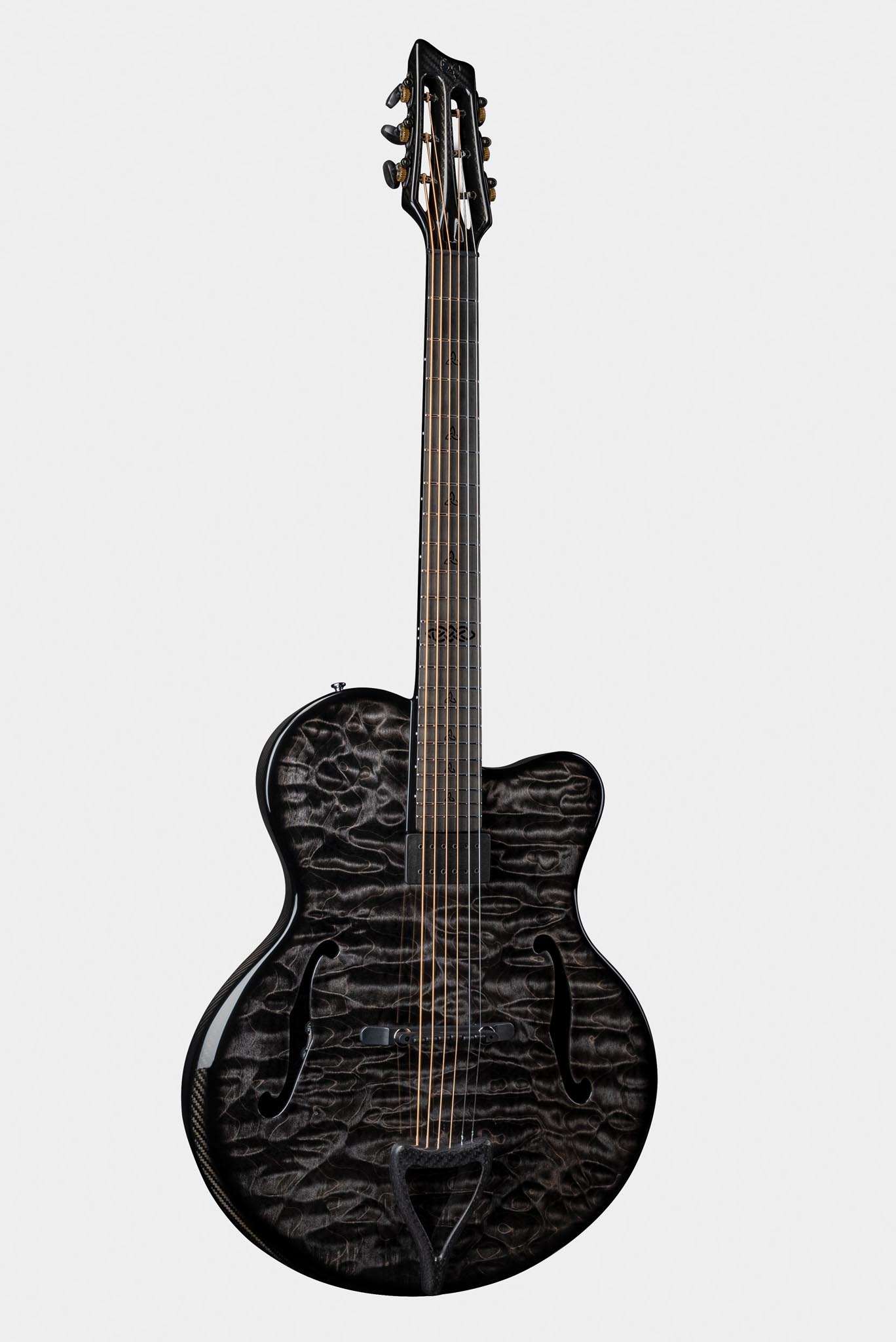 Emerald Kestrel Quilted Maple Black Acoustic Guitar