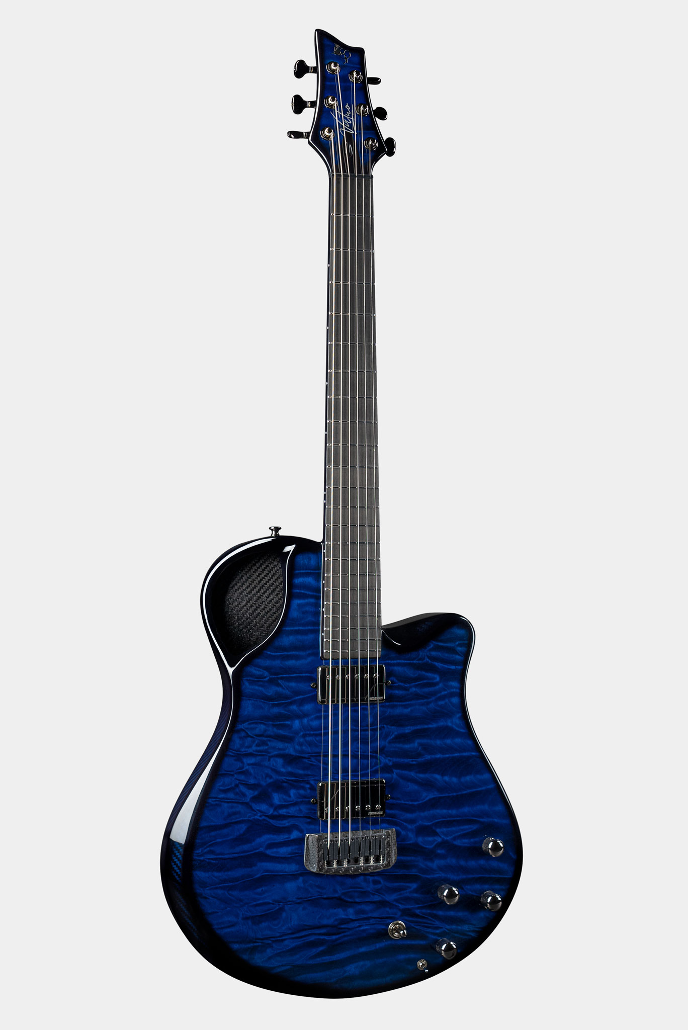 Emerald Guitars Virtuo model in Quilted Maple Blue