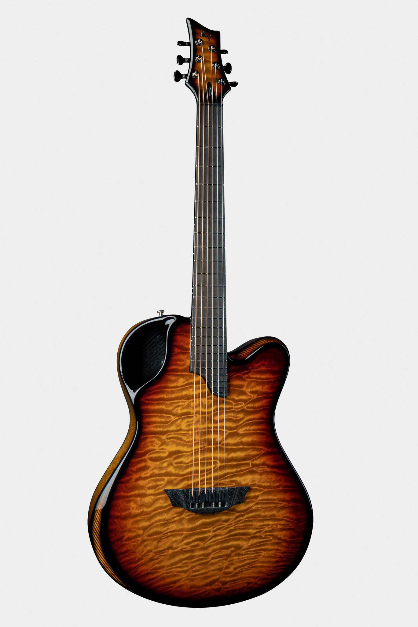 Emerald X20 guitar with vibrant sunburst finish and carbon fiber construction