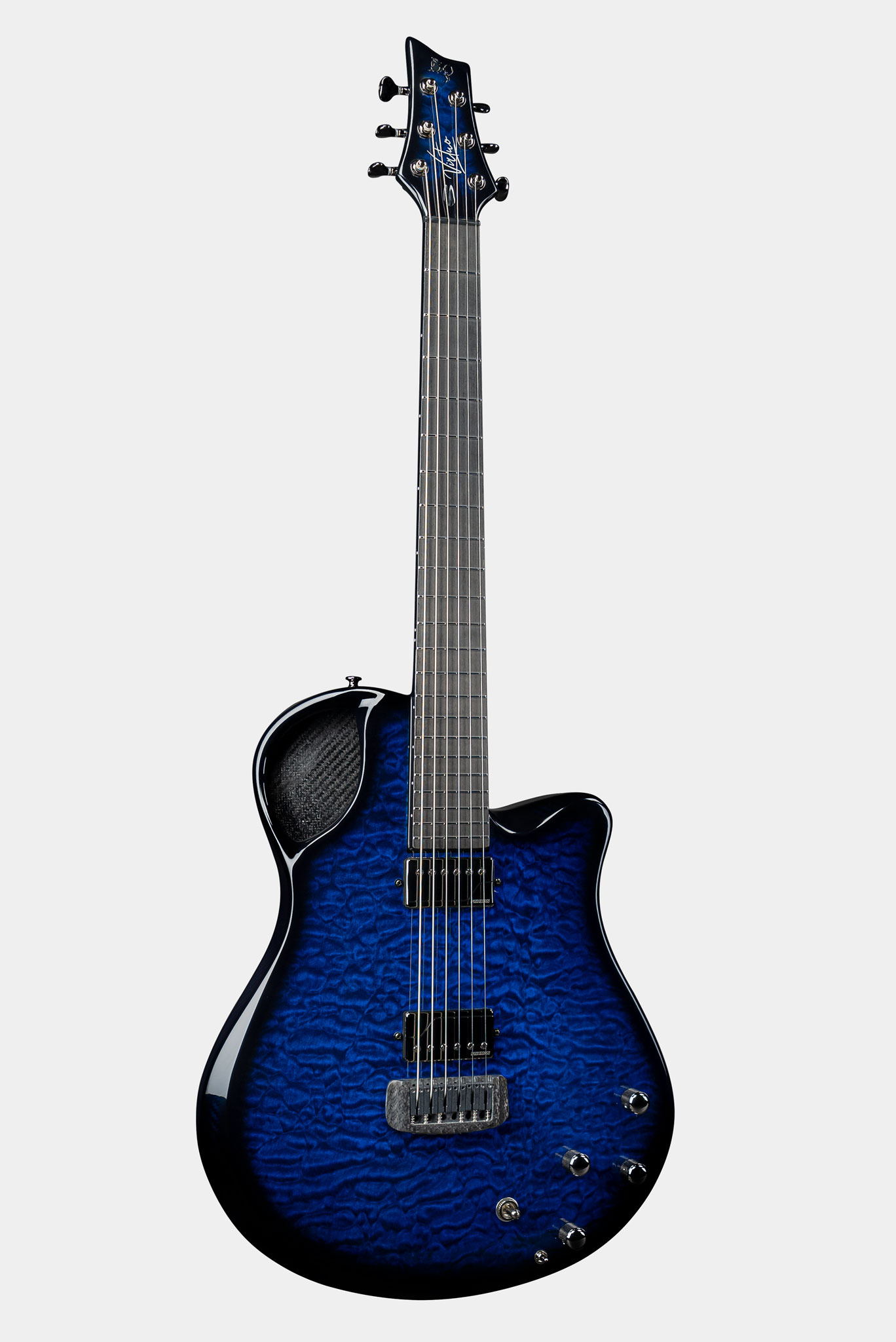 Emerald Virtuo Carbon Fiber Guitar in Blue Quilted Maple