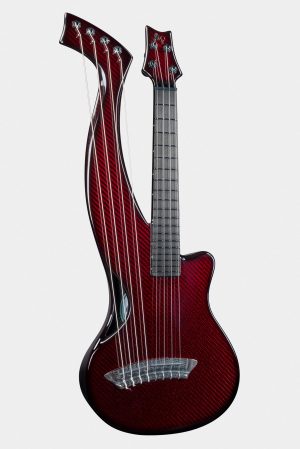 Red Synergy Harp Ukulele with Standard Weave