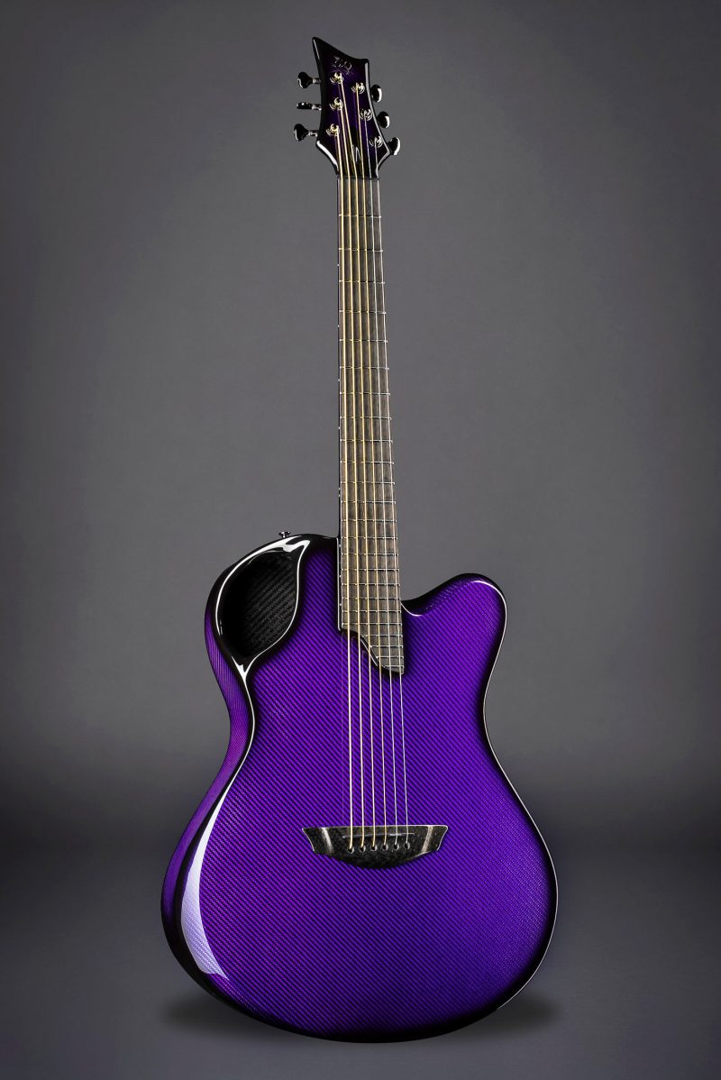 Emerald X20 acoustic guitar in purple with carbon fiber body