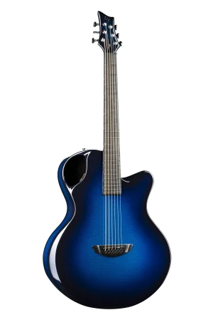 Luxurious Emerald X30 guitar with a deep blue vibrant weave carbon body, perfect for the modern musician