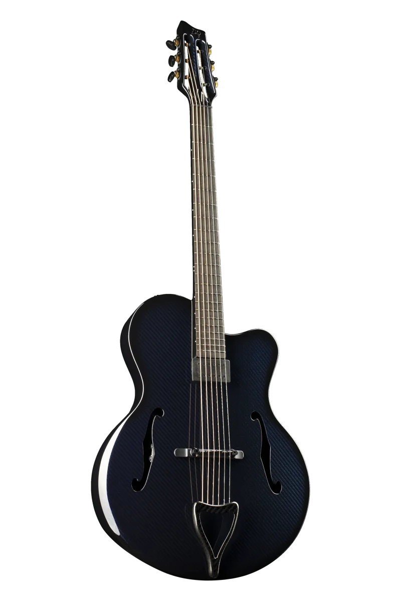 Guitarra Kestrel Azul con Tejido de Carbono Estándar y Afinadores Schertler