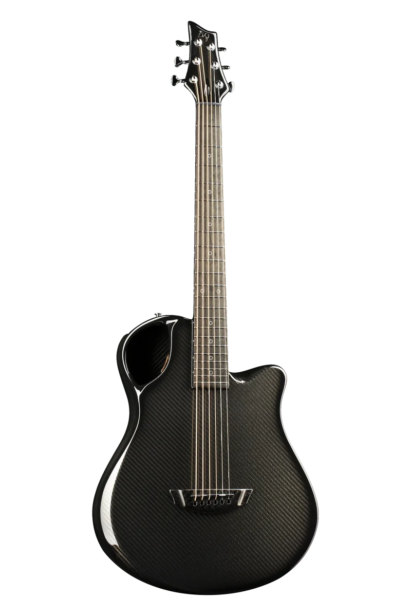 Elegant Black Acoustic Guitar X10 with Carbon Weave Finish