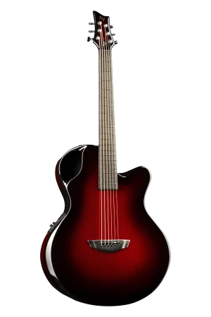 Emerald Guitars X30 model in Deep Cherry Red with a Black Carbon Fiber Weave and signature H-Hyve Pickup