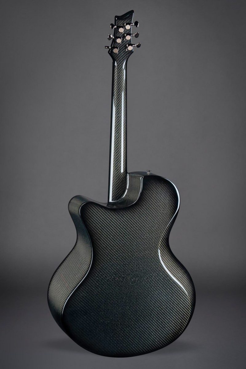 Back view of X30 Black model carbon fiber acoustic guitar