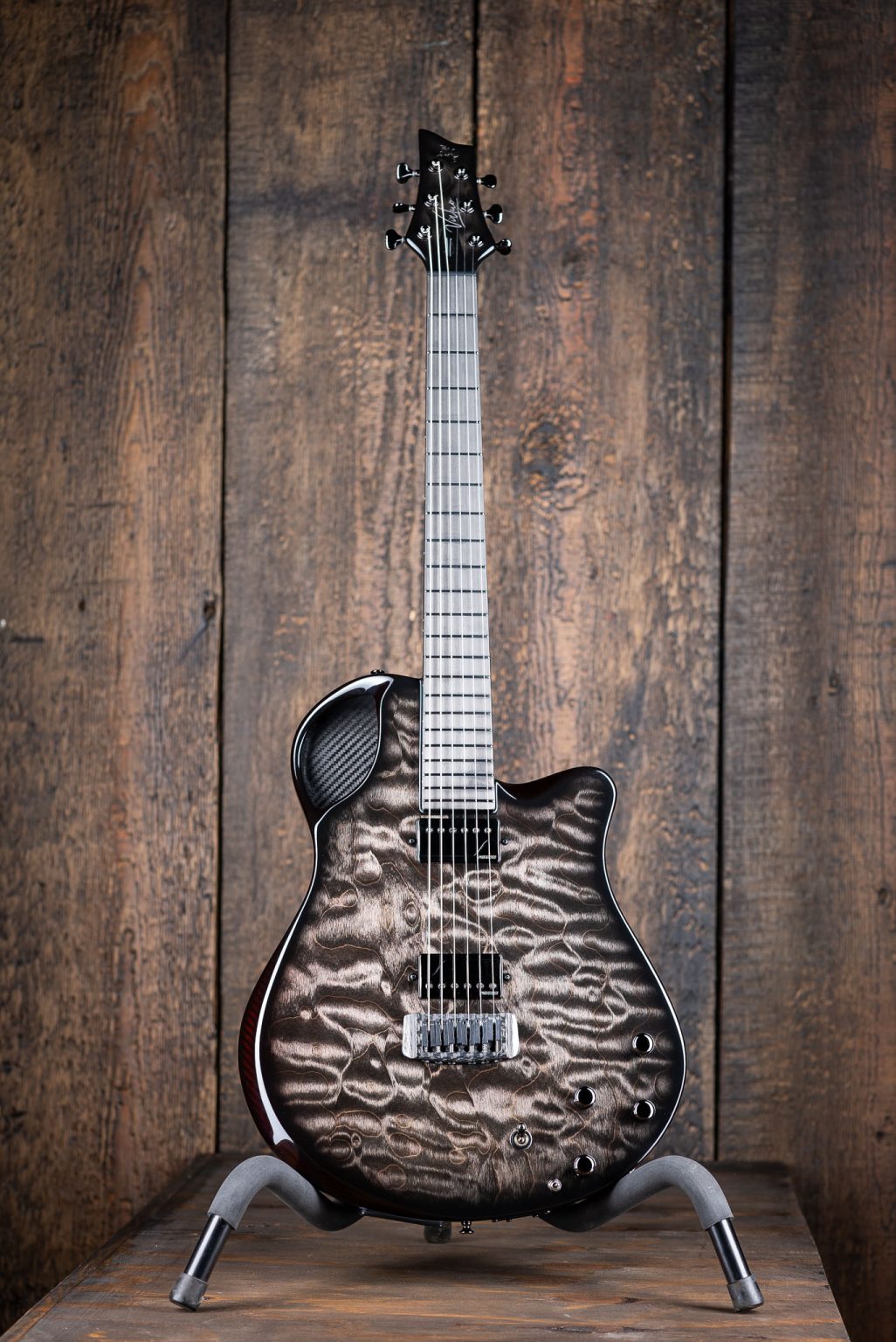 Emerald Virtuo guitar in unique black marbled carbon fiber finish