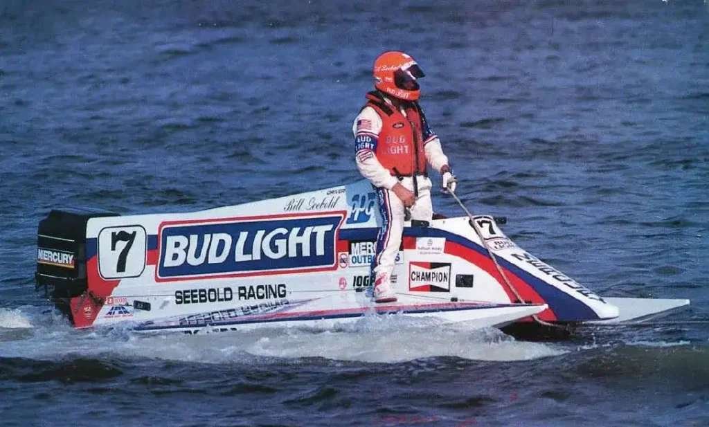 Bill Seebold winning boat race 