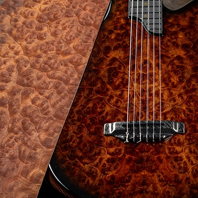 Carbon fiber guitar veneer camphor burl
