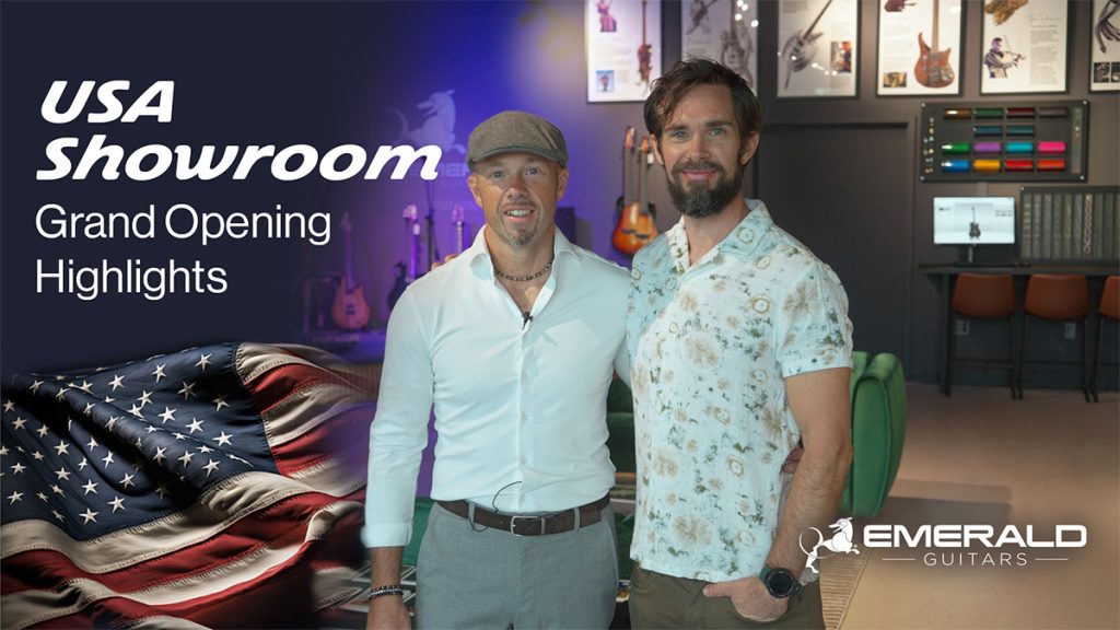 Alistair and Chris HAy opening the US Emerald Guitars store, Florida