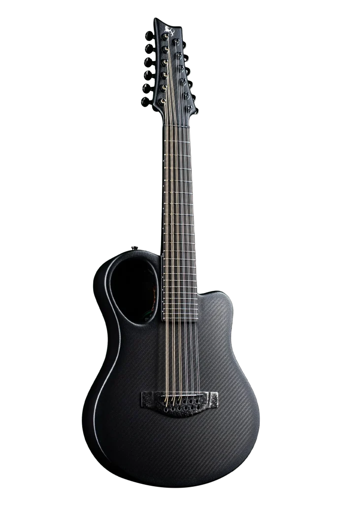 emerald guitars amicus black opus satin finished carbon fiber guitar