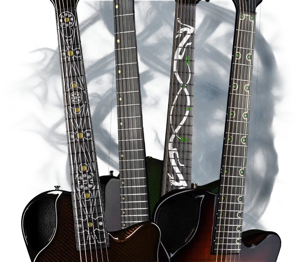 4 new inlays emerald guitars, celtic collection carbon fiber guitars