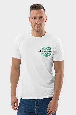 White Emerald tees with celtic design