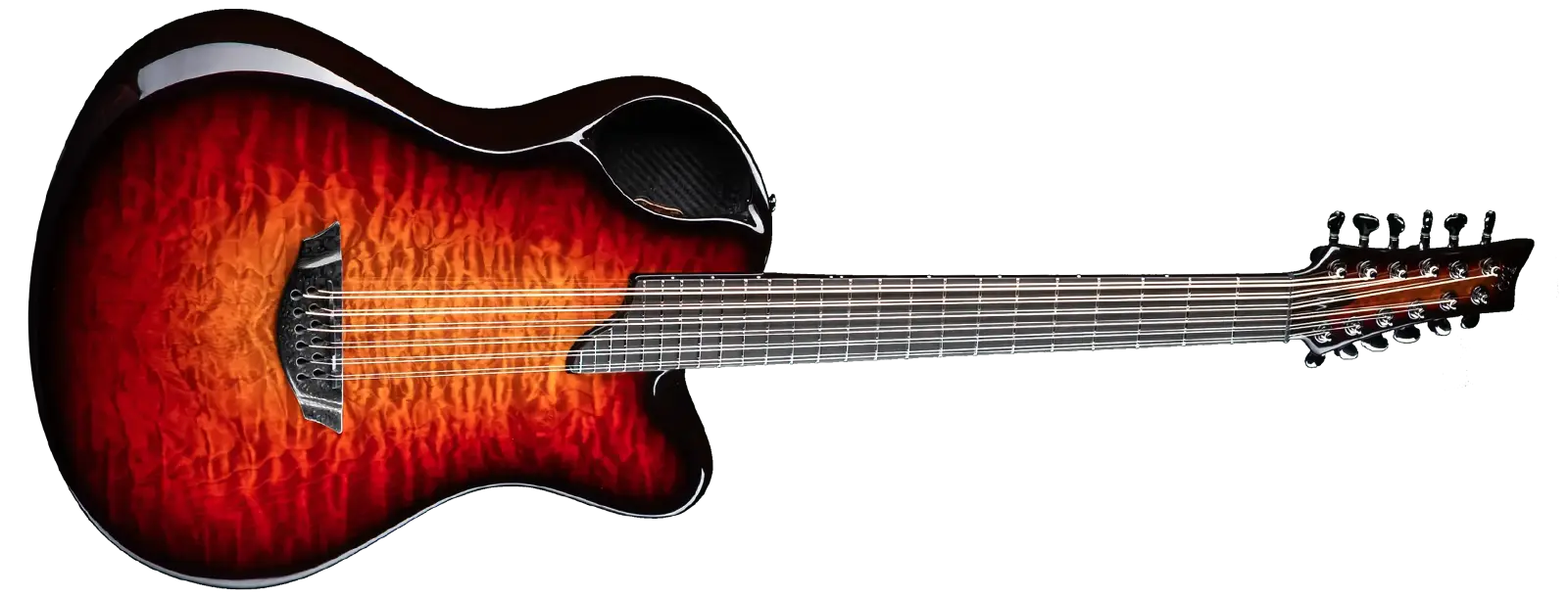 emerald guitars 12 string carbon fiber with quilted maple veneer