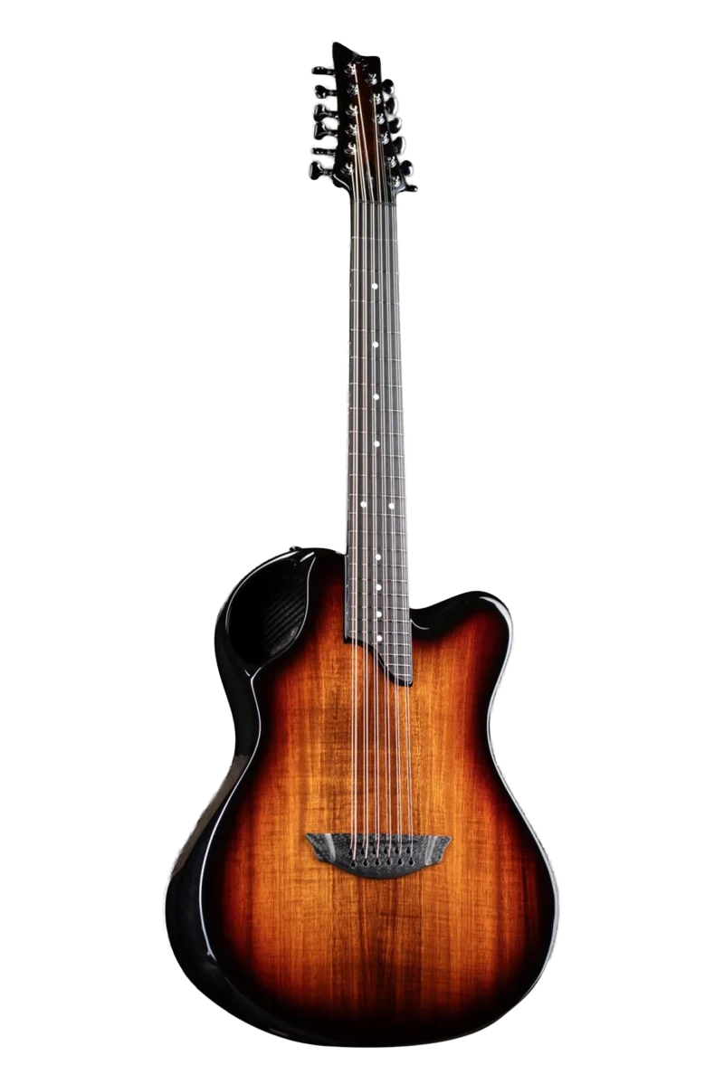 12 string carbon fiber guitar with Koa veneer finish