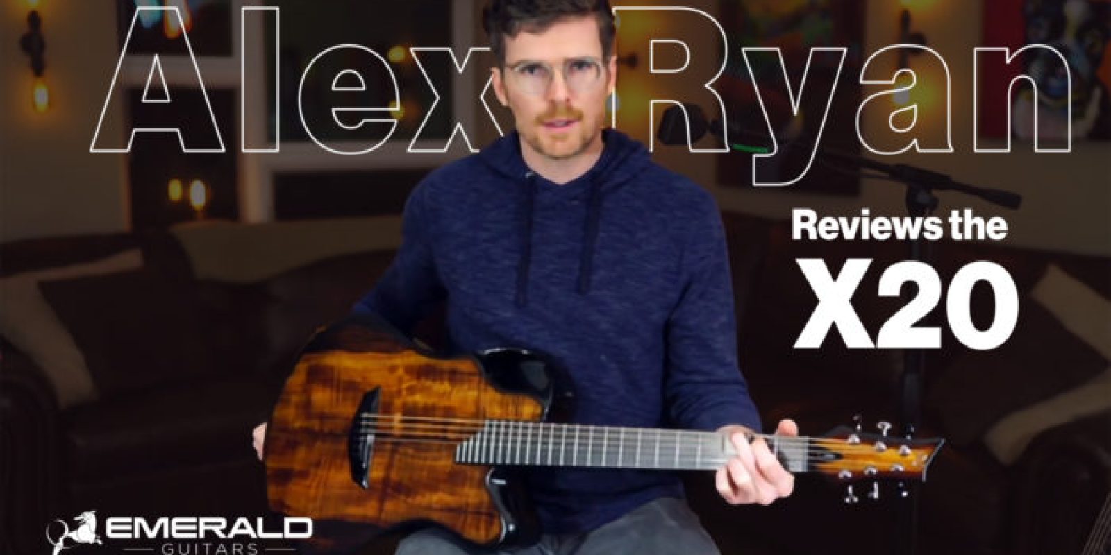 Alex Ryan reviewing Emerald X20 guitar