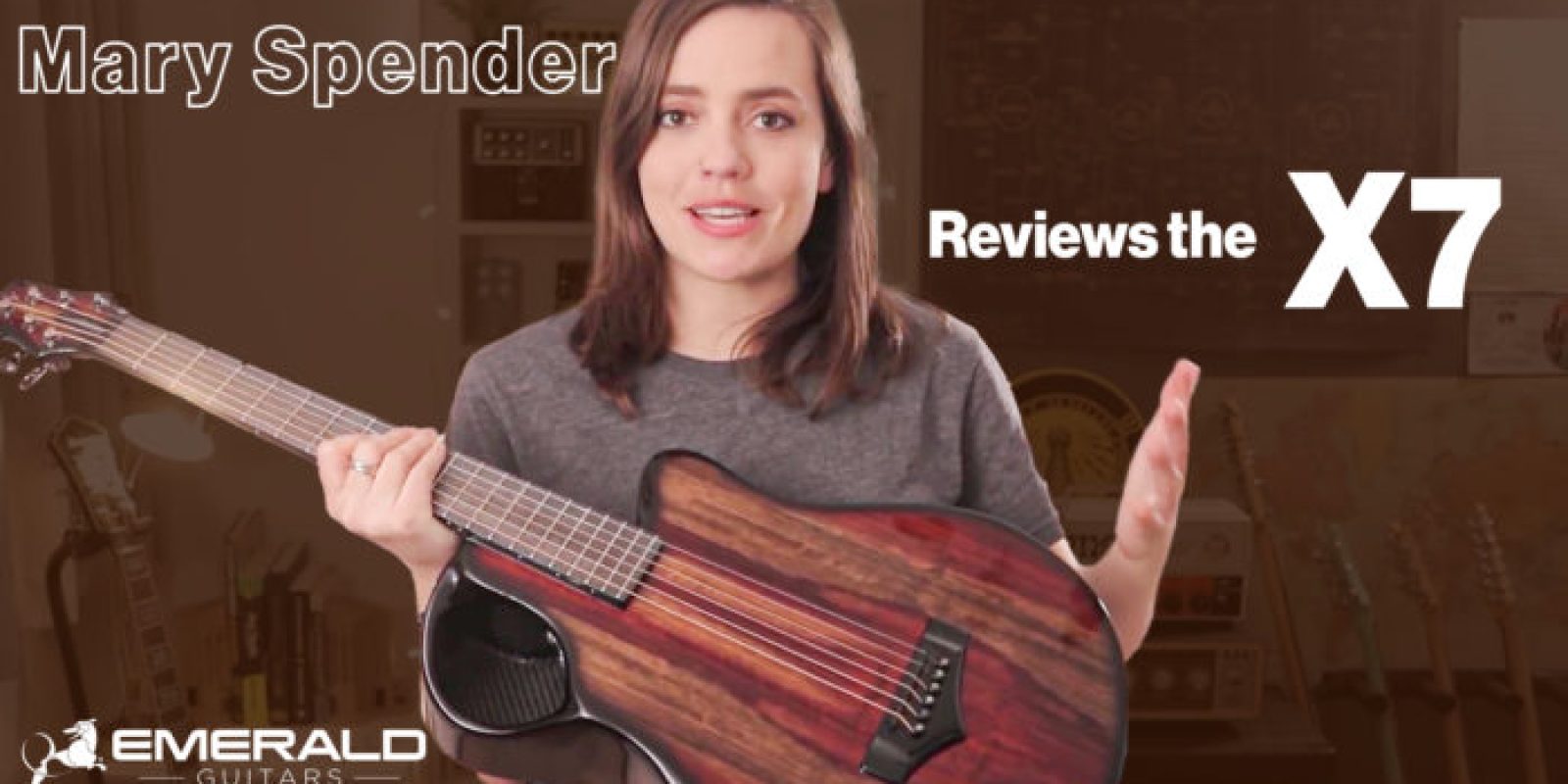 Mary Spender reviewing the Emerald X7 guitar